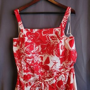 Red and White Floral Dress